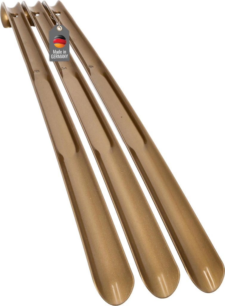 3 Stück Schuhanzieher 65cm Farbe Gold Kunststoff Produktbild 