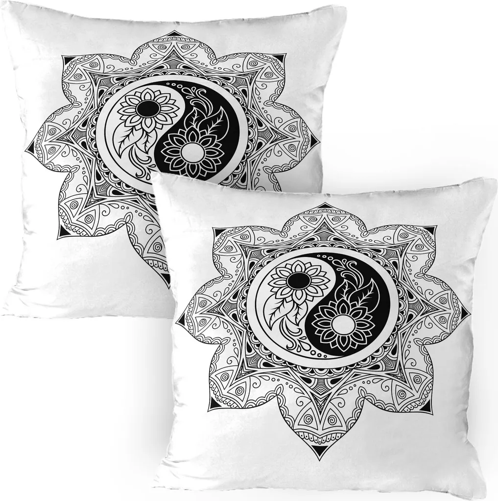 Federe Cuscino Yin Yang ABAKUHAUS 80x80 - Zen Mandala Bianco e Nero