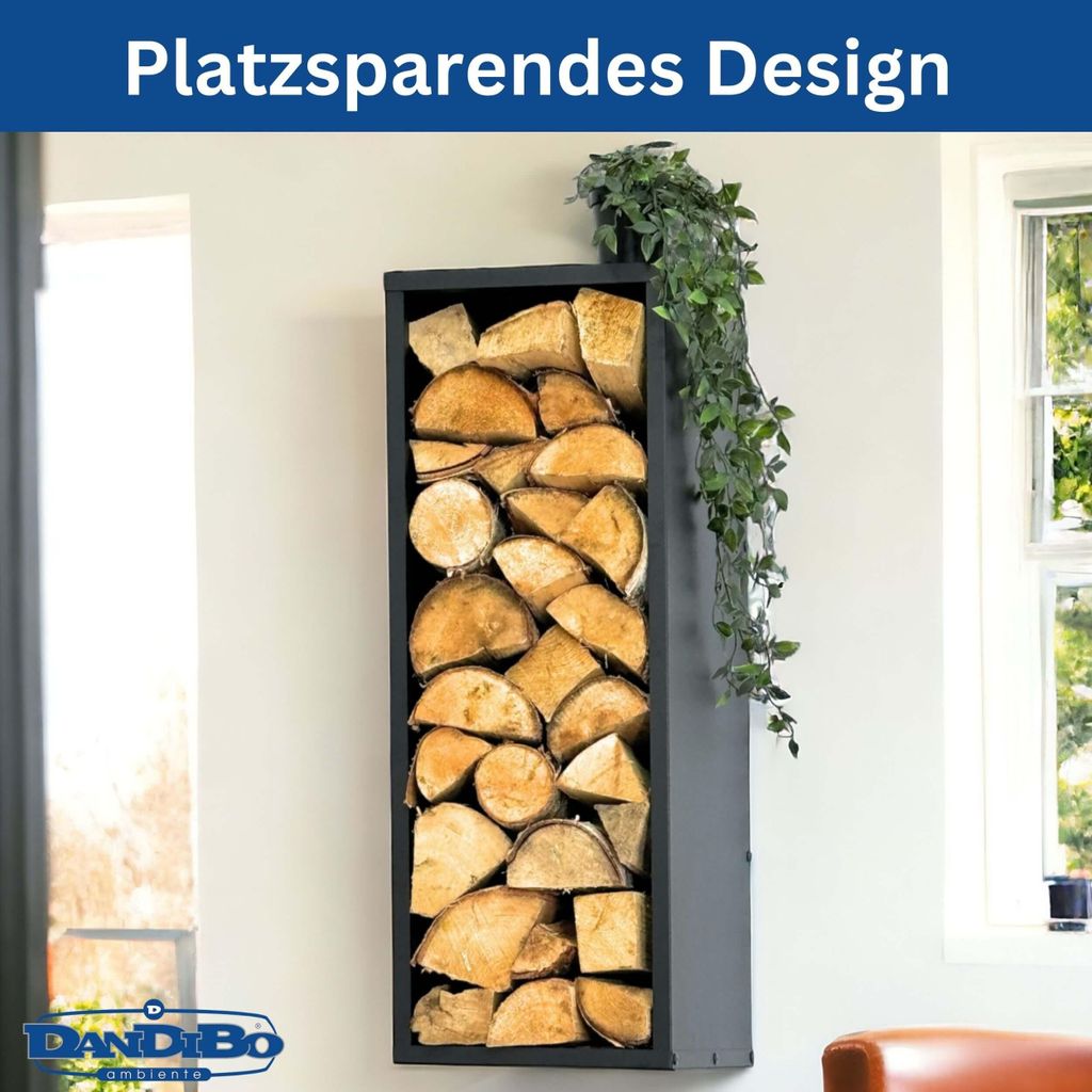 DanDiBo Kaminholzregal Wand Innen Metall Schwarz 80 cm mit