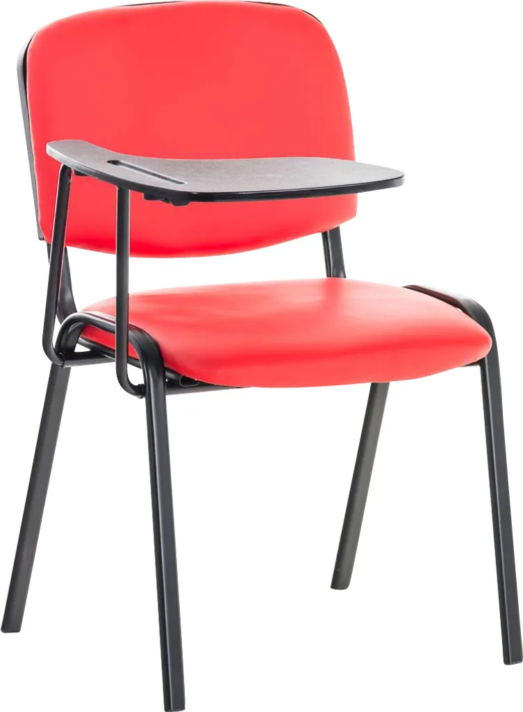 Chaise Ken avec tablette pliante en similicuir noir pour conférence