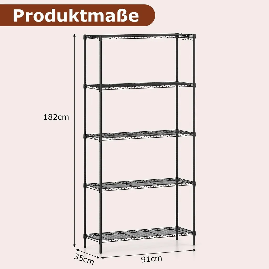 Étagère de rangement métallique à 5 niveaux réglable et très résistante - 2