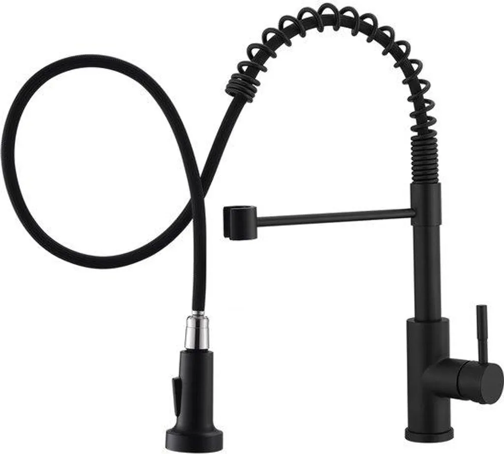 Mitigeur évier de cuisine avec pomme d'arrosage flexible noir design