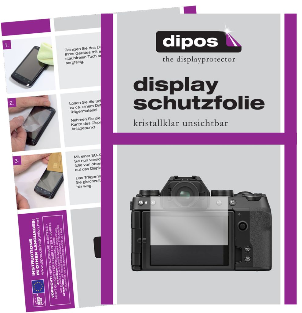 6x Schutzfolie für Fujifilm X-S10 klar Displayschutzfolie Folie Display Schutz dipos