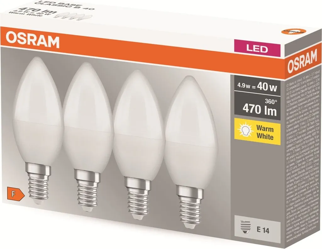 Osram Base CL B Ampoule LED E14 5.7W Blanc Chaud 2700K dépolie