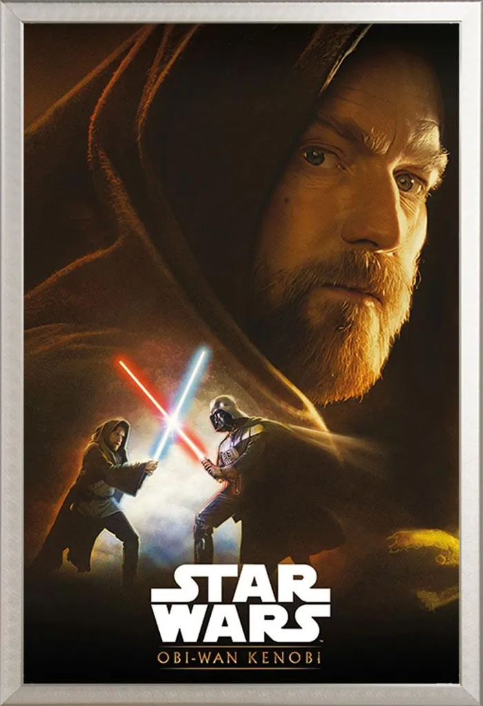 Affiche Star Wars encadrée Obi-Wan Kenobi grand format argenté
