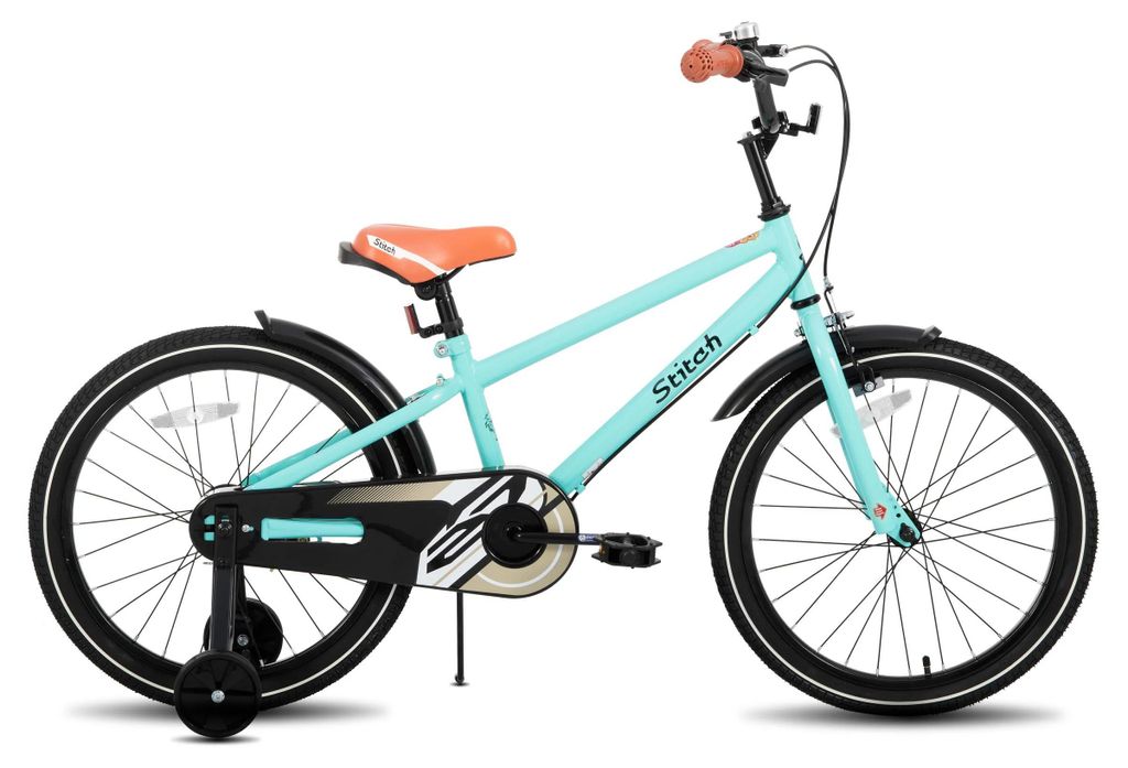 Kinderfahrrad 20 Zoll (50 cm) - Fahrrad für Kinder 3-6 Jahre - Mit Stützrädern - Handbremse - EN- - Belastbar über 20 kg - Grün