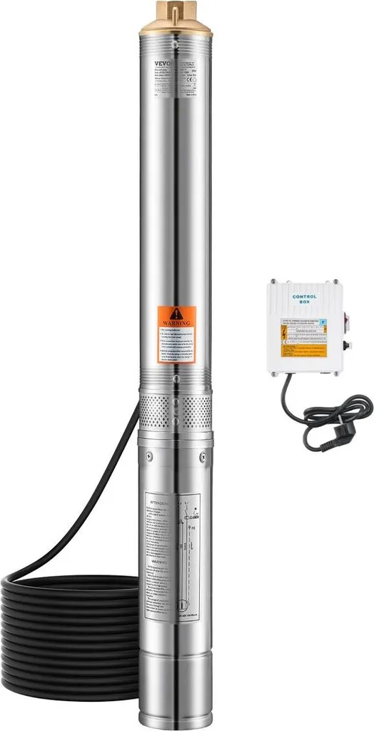 Pompe submersible pour puits profonds 1100W en acier inoxydable