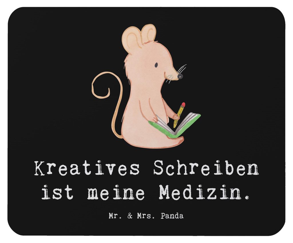 Mr. & Mrs. Panda Mouse Pad Maus Kreatives Schreiben - Schwarz - Geschenk, laptop mousepad, notebook mauspad, computer, Literatur, Creative Writing