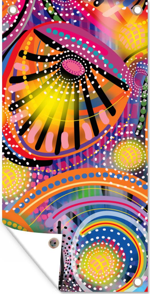 MuchoWow 30x60 cm Outdoor-Poster Gartendeko Sichtschutz Garten Poster für den Garten Formen - Kunst - Muster - Psychedelisch