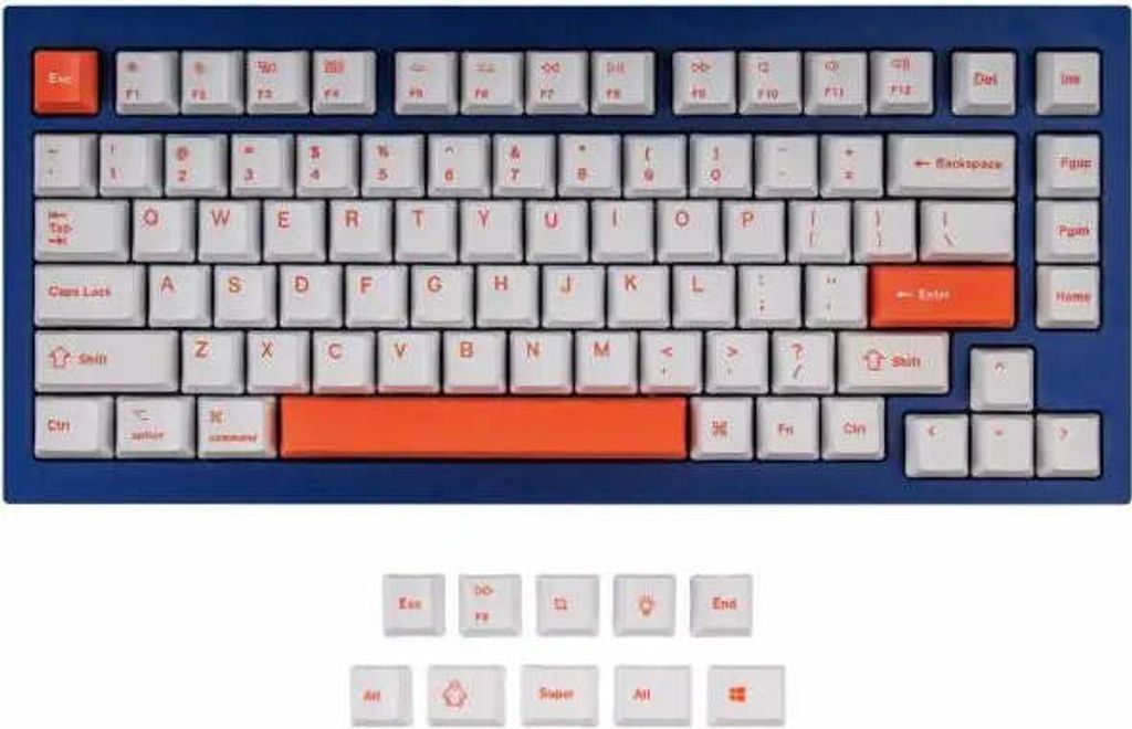 Keychron Orange 92-Tastenkappen-Set, PBT Dye-Sub, US-Layout, mechanische Tastaturkappen