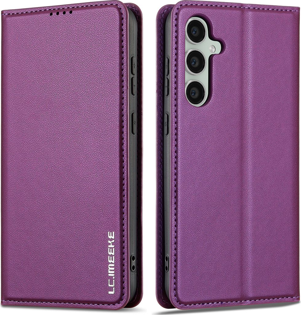 Handyhülle für Samsung Galaxy S23, Magnetische Flip Leder Hülle mit Kartenfach und Standfunktion Lila