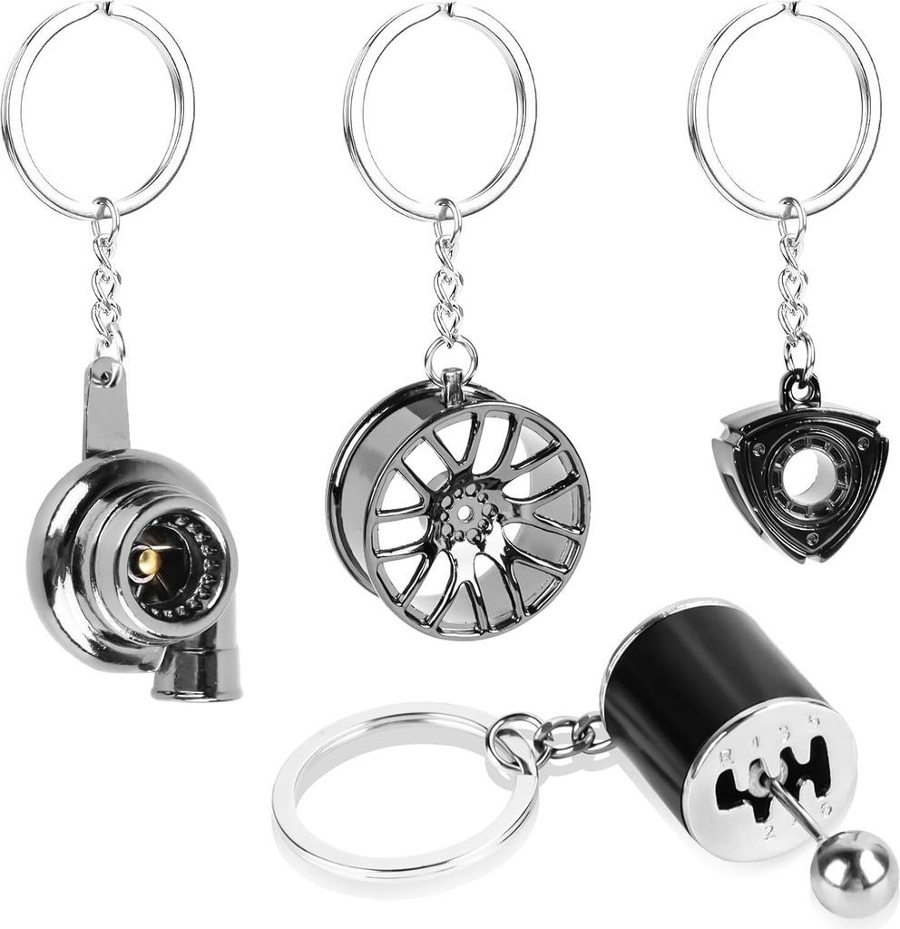 4 Stš¹cke Autoteile Schlš¹sselanh?nger, Metall Auto Motorrad Schlš¹sselanh?nger, Turbolader Keychain, Felgen Schlš¹sselanh?nger, Schlš¹ss...