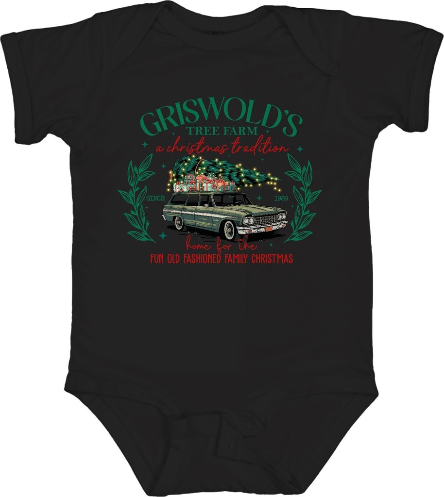Griswold's Tree Farm Christmas Tradition - Weihnachten Xmas Unisex Baby Body, Schwarz, 3/6