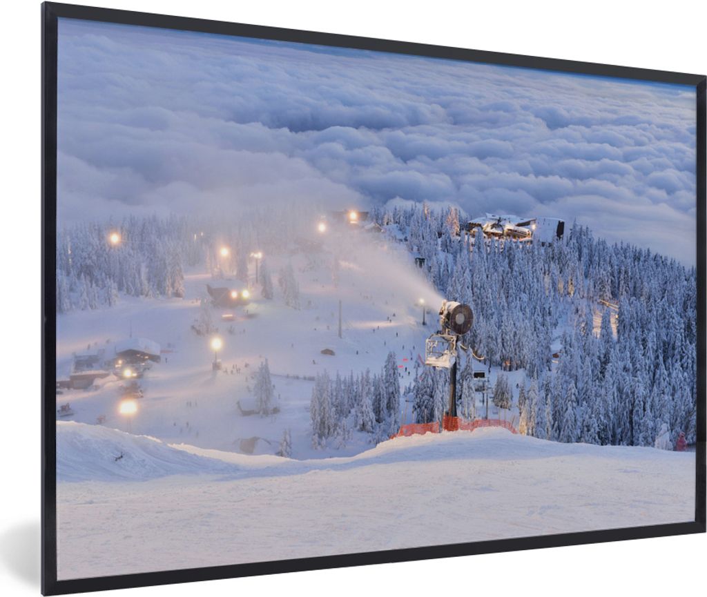 MuchoWow MuchoWow Gerahmtes Poster Skigebiet am Grouse Mountain in Kanada 60x40 cm - Poster mit zchwarzem Bilderrahmen - Printing - Wanddeko Sc...