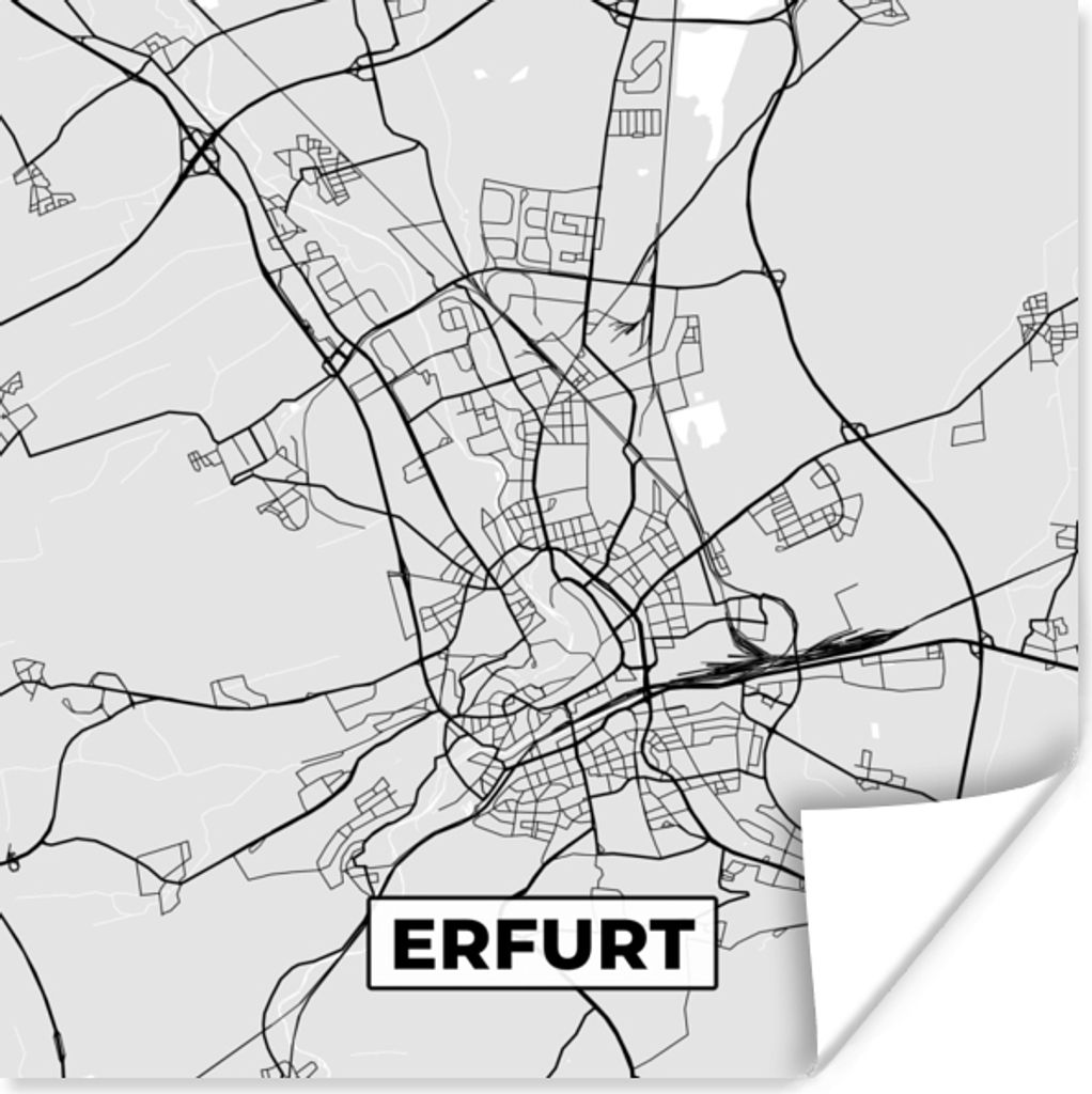 MuchoWow Poster Karte - Deutschland - Karte - Erfurt 100x100 cm - Babyzimmer