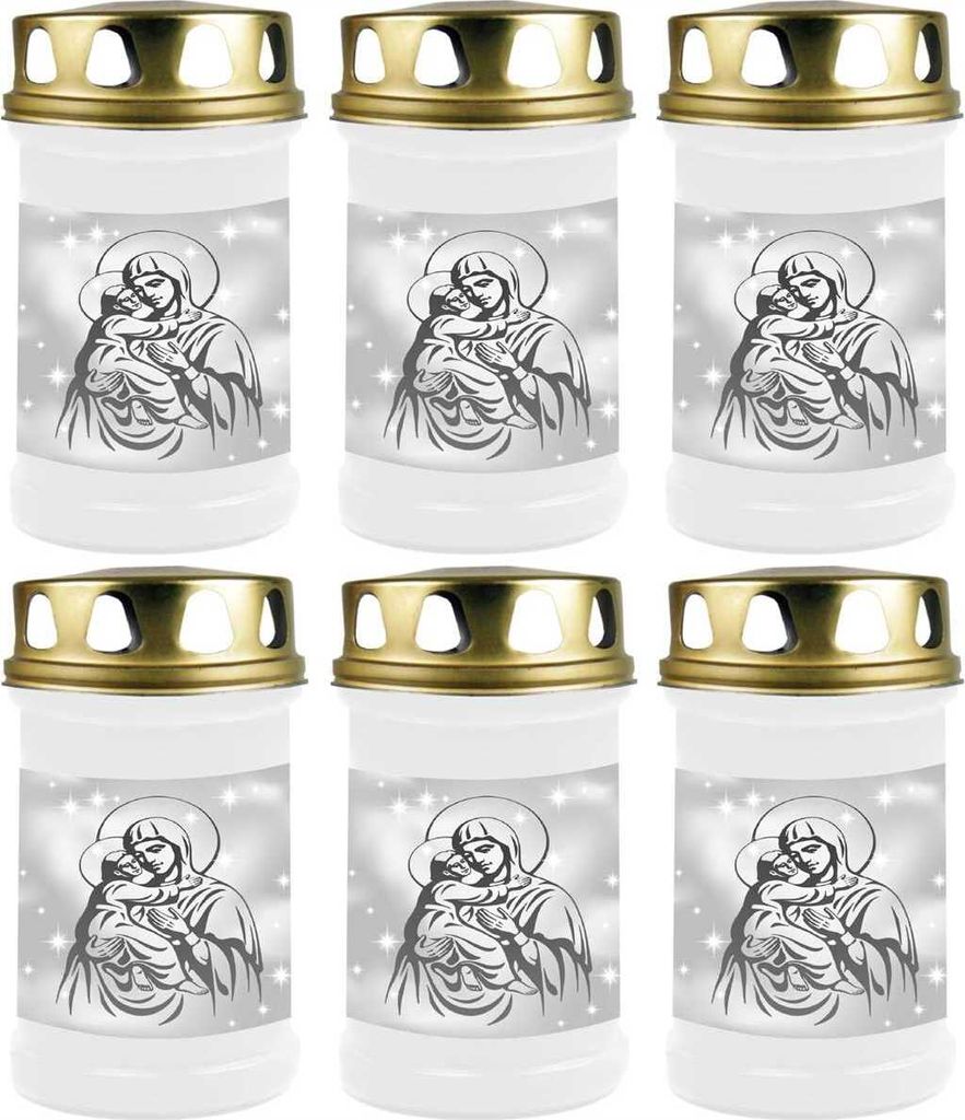 Grabkerze Weiß 6er Pack, Brenndauer: 48 Stunden ( je Kerze Produktbild 