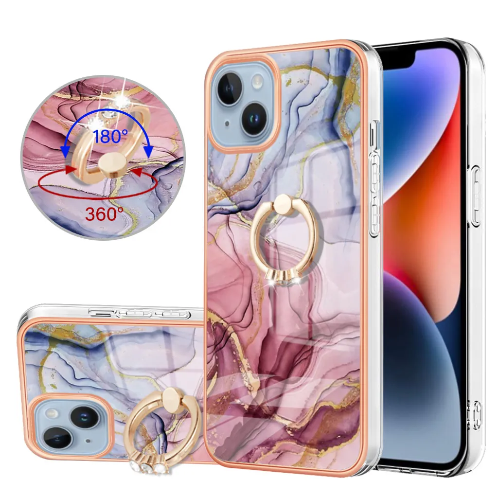 Cover iPhone 14 Oro Rosa: Custodia Silicone Chic con Anello
