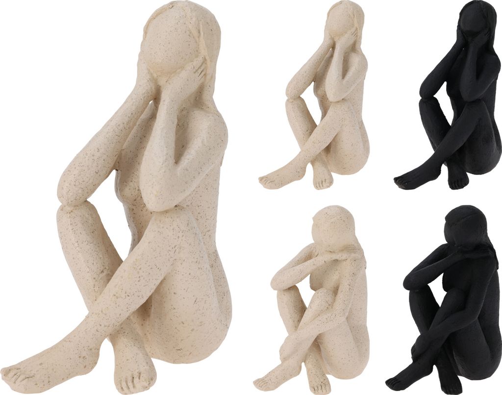 Dekofigur Frau sitzend in Yoga-Pose, aus Kunststein, 17,5 cm hoch, 12 cm lang