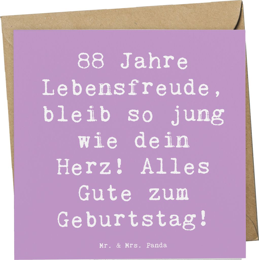 Mr. & Mrs. Panda Glückwunschkarte Spruch 88. Geburtstag Jubel - Lavendeltraum - Geschenk, Geburtstagsgeschenk, Jubiläumsgeschenk, Grußkarte, dop...