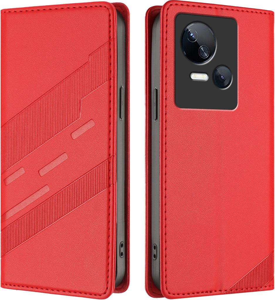 Hülle für Tecno Spark 10 5G, Kunstleder Brieftaschen Handyhülle mit Kartenfach und Standfunktion Rot