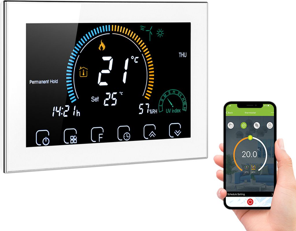 WiFi Smart Programmierbarer Thermostat 5+1+1 Sechs Perioden Sprach-APP-Steuerung Wasser/Gasboiler Kompatibel mit Amazon Echo Google Home Tmall Genie