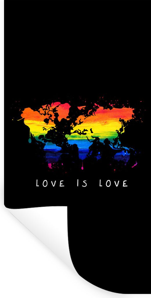 MuchoWow Wandtattoo Wandsticker Wandaufkleber Karte - Regenbogen - Liebe 20x40 cm Selbstklebend und Repositionierbar - Selbstklebend - Fototapeten