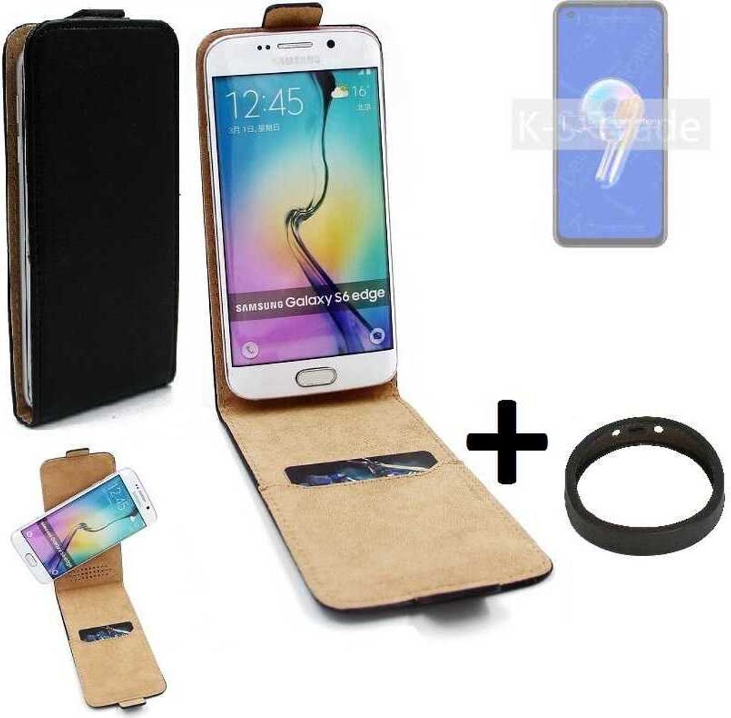 K-S-Trade TOP SET Handyhülle kompatibel mit Asus Zenfone 9 360° Flipstyle Schutzhülle Smartphone Tasche schwarz + TPU Bumper, Case Hülle Flip