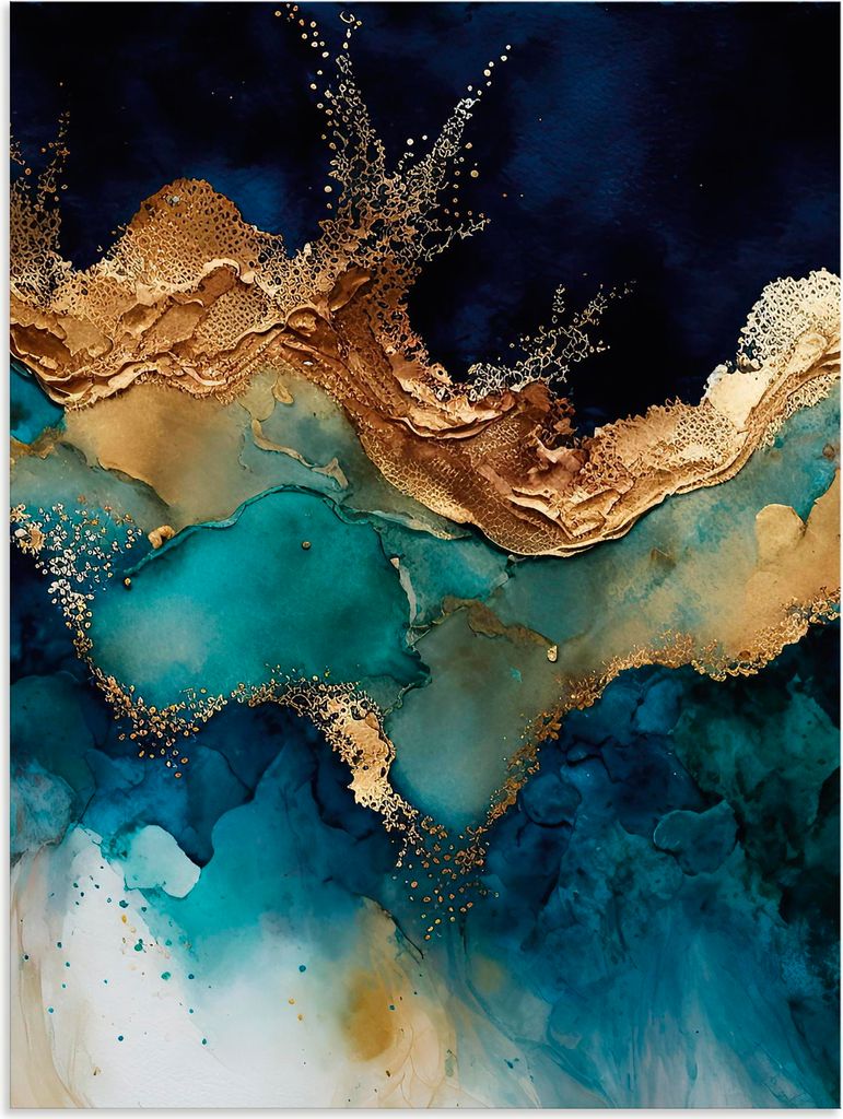 ARTland Wandbild Alu für Innen & Outdoor Marmor Meer Größe: 90x120 cm
