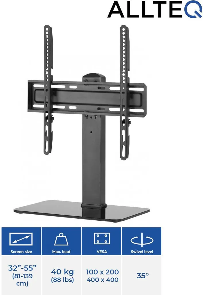Support de Table TV Pivotant Allteq pour Éviter les Reflets dans le Salon - 2