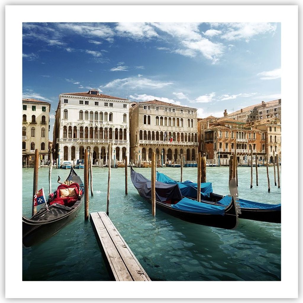 Poster - Poster ohne Rahmen - Architektur venedig italien gondel - 60x60 cm - Wand Bild - Wanddeko - Wandbilder - Kunstposter - Wandposter - Bilder...