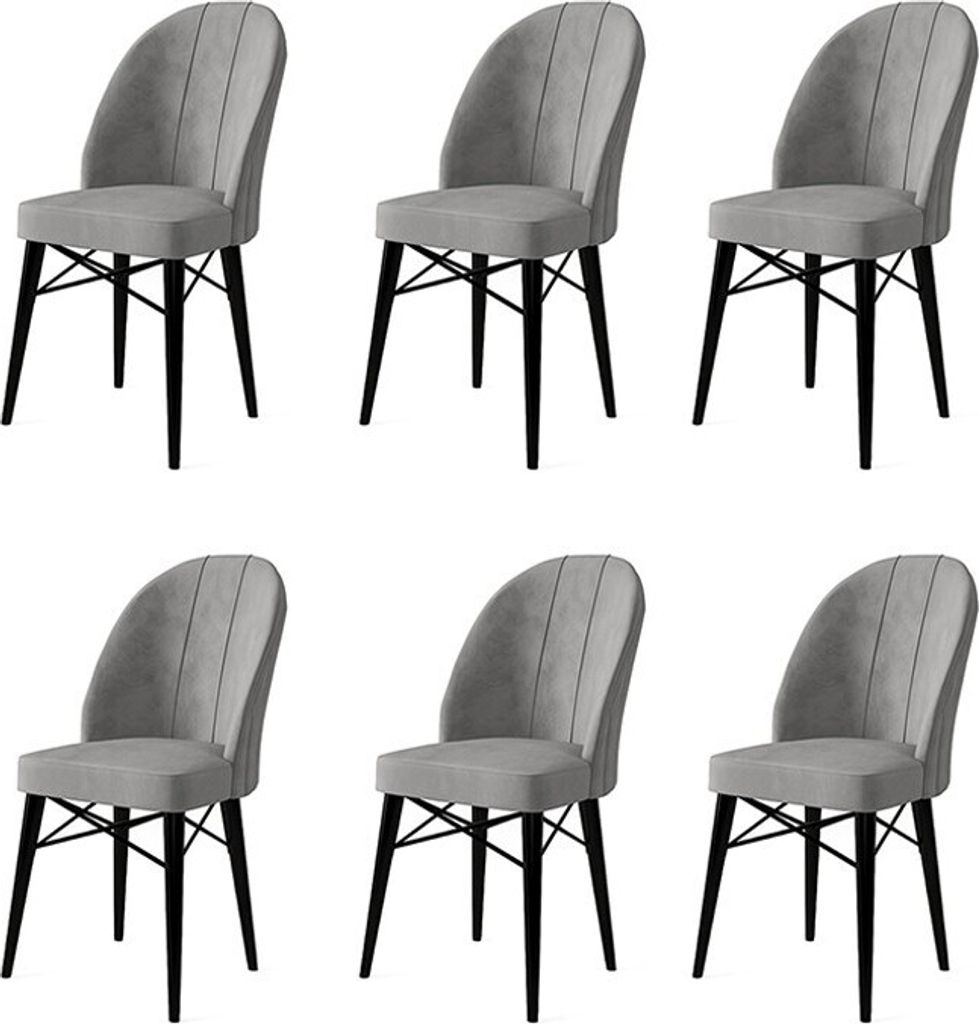 Skye Decor, Ritim - Grey, Black, Stuhlset (6-teilig), 100 % METALL, Grau, 44 x 42 x 96 cm