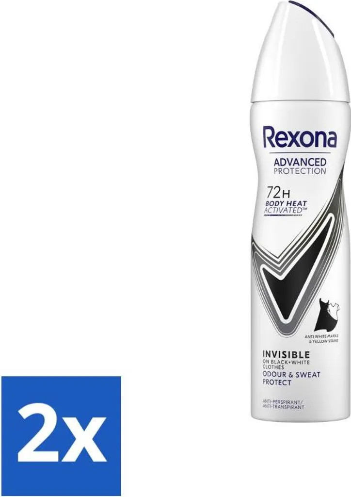 Rexona Invisible Deodorante Anti-macchia 150ml x2 - Protezione Invisibile