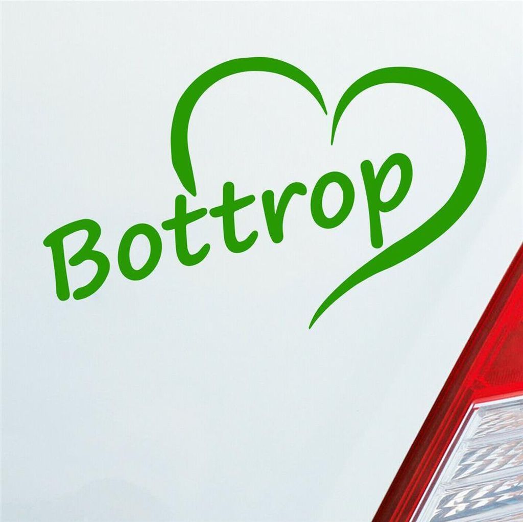 Auto Aufkleber Bottrop Ruhrgebiet Herz Stadt City Love Liebe 13x8 cm Hellgrün Sticker Heckscheibenaufkleber