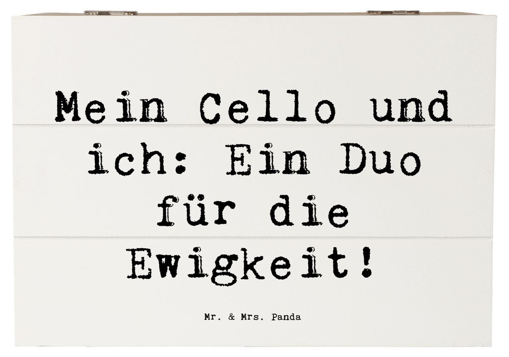 Mr. & Mrs. Panda Geschenkbox Spruch Cello Duo 22 x 15 cm - Weiß - Geschenk, Instrument, Orchester, Solo, Klassische Musik, Kiste, Erinnerungsbox, ...