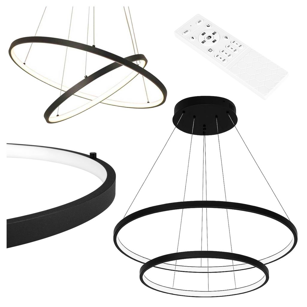 MasterLED závěsné svítidlo 2násobný prstenec 60 cm černý, Obrázek produktu 