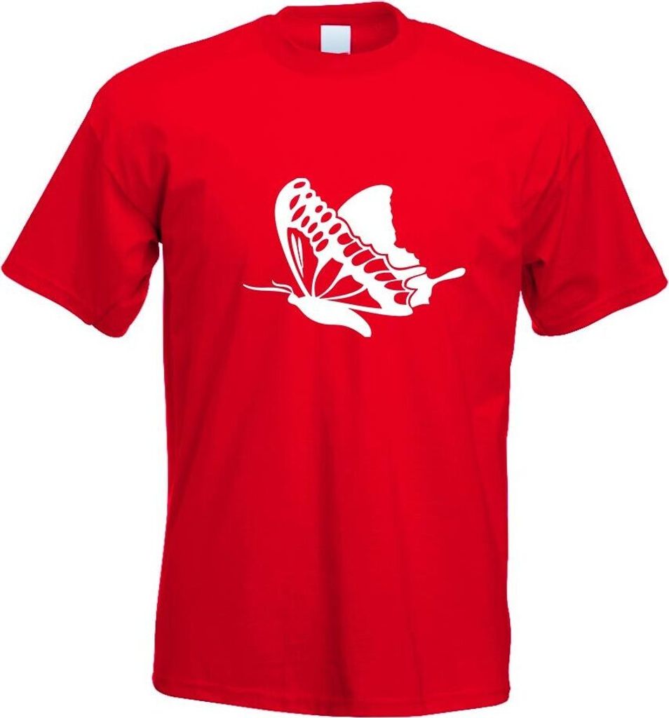 Kiwistar - T-Shirt - rot - Schmetterling Motiv 4 Motiv Bedruckt Funshirt Design Print - mit Motiv Bedruckt - Funshirt Design - Sport - Freizeit - H...