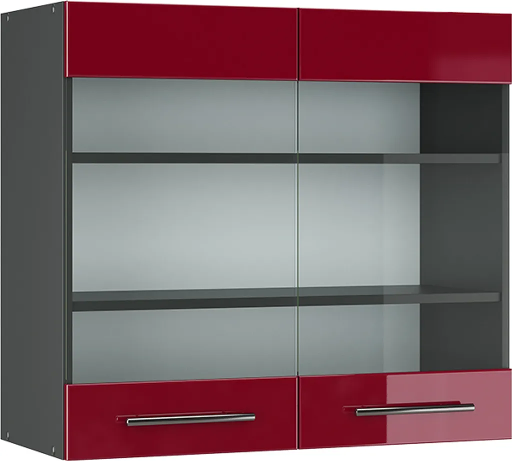 Mobile Pensile Vetrina 80cm Vicco Fame-Line Bordeaux Lucido e Antracite