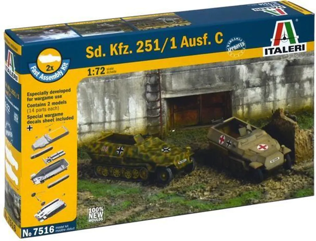 Italeri 1:72 SD.Kfz.251/1 Ausf. D Fast Assembly Kit 7517 Maquette Char