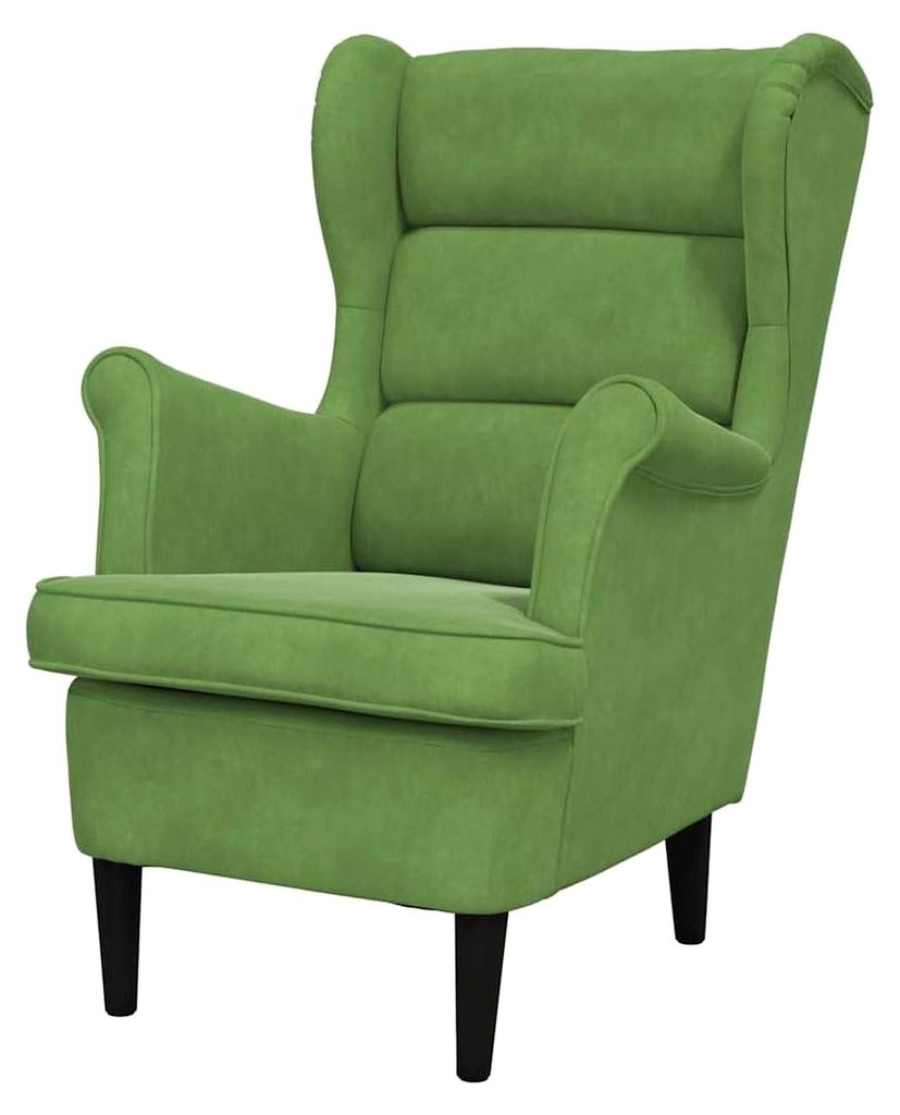 Relaxsessel mit gepolstertem Sitz und Armlehnen, Loungesessel für das Wohnzimmer, Hellgrün Samt