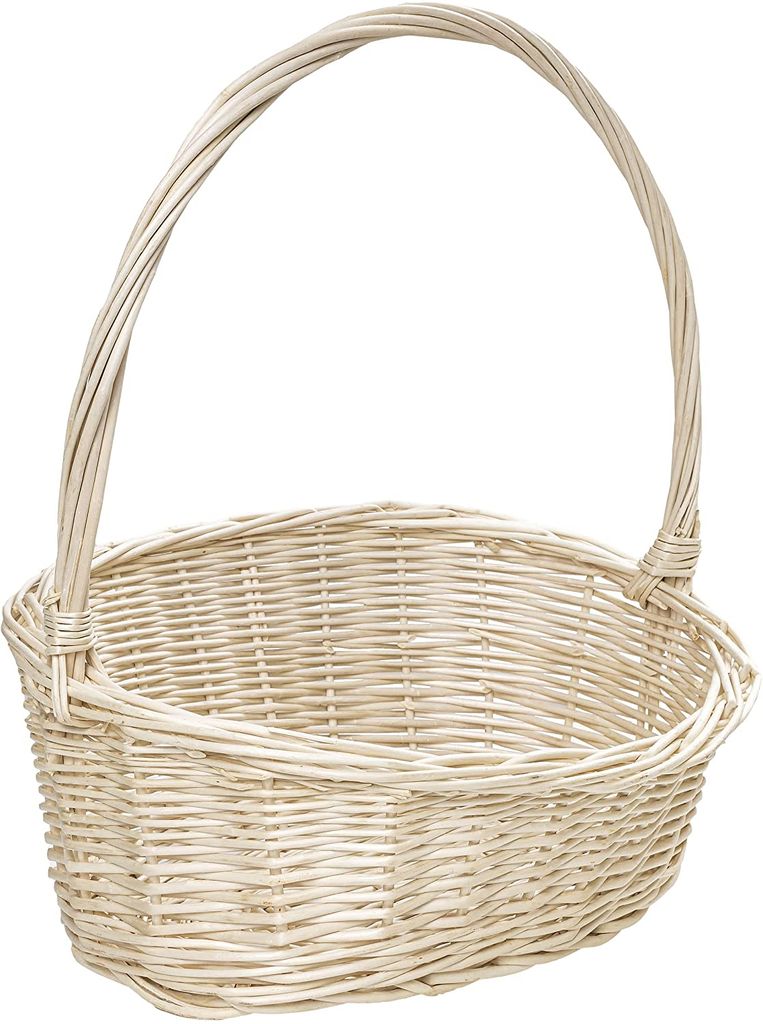 Creative Home Weidenkorb Oval mit Schrägem Griff | 37 x 30 x 37 cm (+/- 1cm) | Mittelgroß Leicht | Naturbraun | Osterkorb Handgeflochten