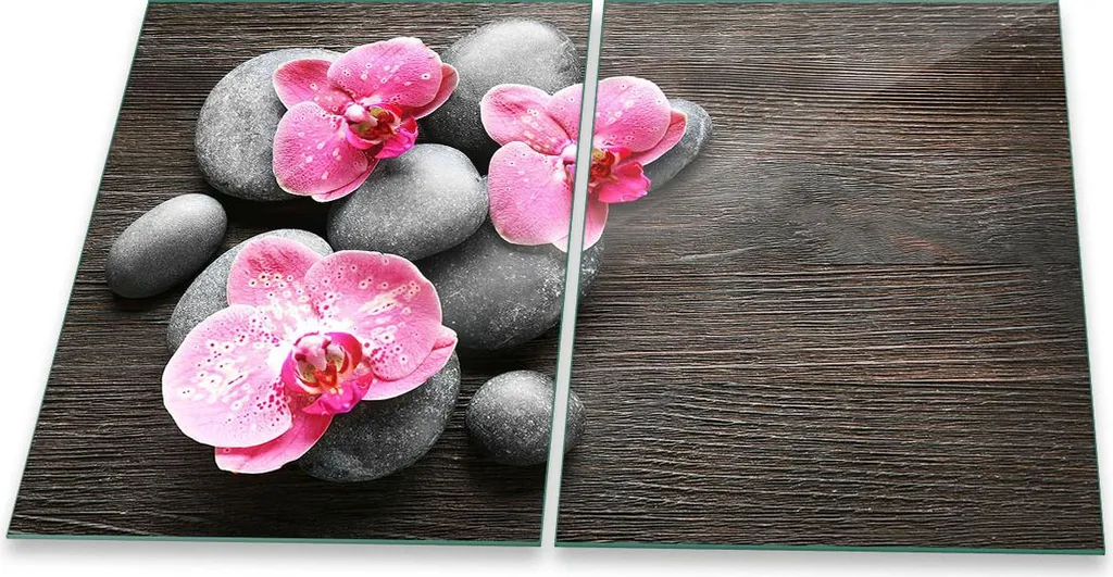 Decorwelt Copri Fornelli In Vetro 80x52 Cm Per Piano Cottura | Design Orchidea Rosa | Lastra Multifunzione: Tagliere, Sottopentola E Protezione