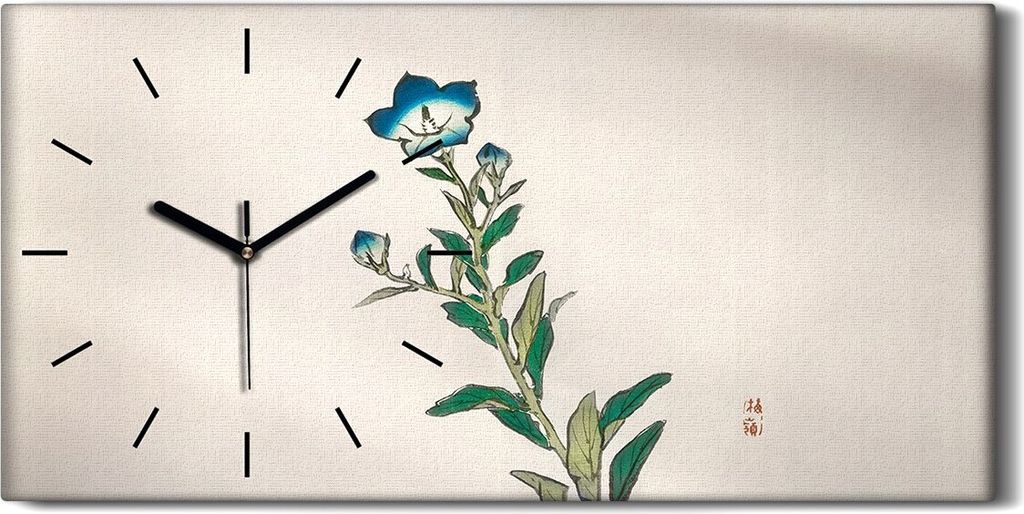 Wanduhr Uhr Wandbild Leinwand 60x30 Malerei Asiatische Blumen Pflanzen Kunst - schwarze Hände