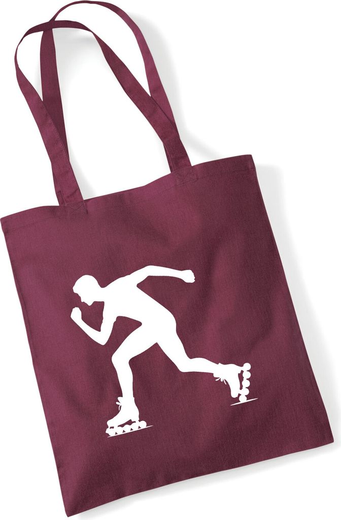 Huuraa Jutebeutel Inline Skating Silhouette 10 Liter Burgundy Baumwolle Tasche Geschenkidee