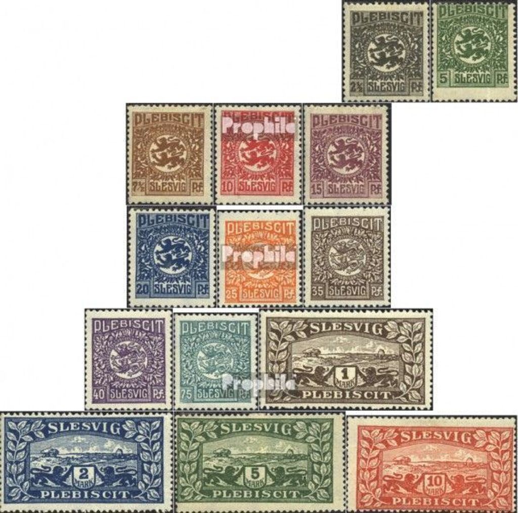 Briefmarken Schleswig (Abstimmung) 1920 Mi 1-14 (kompl.Ausg.) postfrisch Wappen