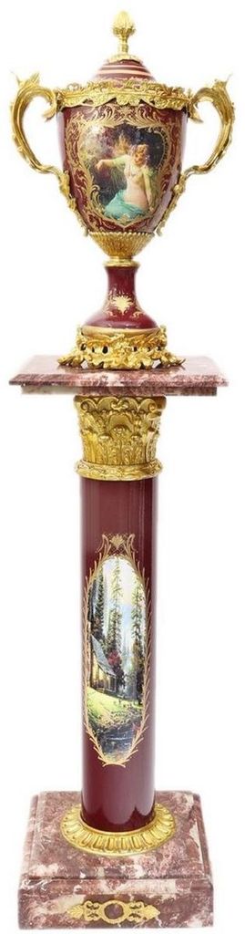 Casa Padrino Barock Säule mit Vase Bordeauxrot / Mehrfarbig Produktbild 