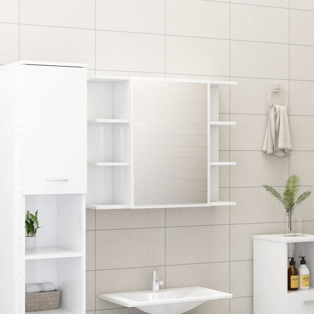 Spiegelschrank Badschrank Badspiegel Badezimmer 60 cm Weiß Hochglanz 