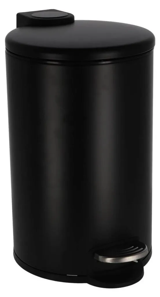 Poubelle de cuisine ronde 12 litres noire avec pédale et seau amovible