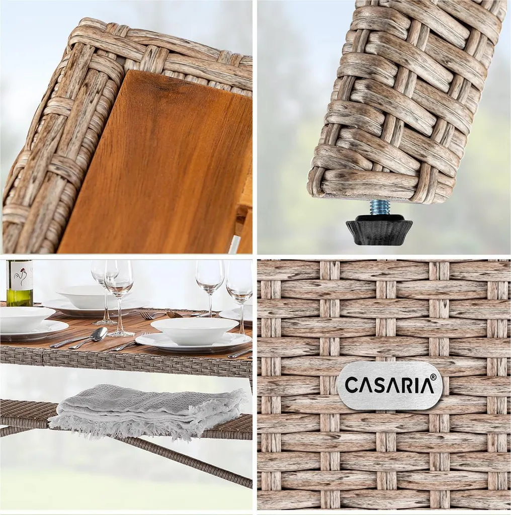 Table de jardin résistante aux intempéries en acacia et polyrotin