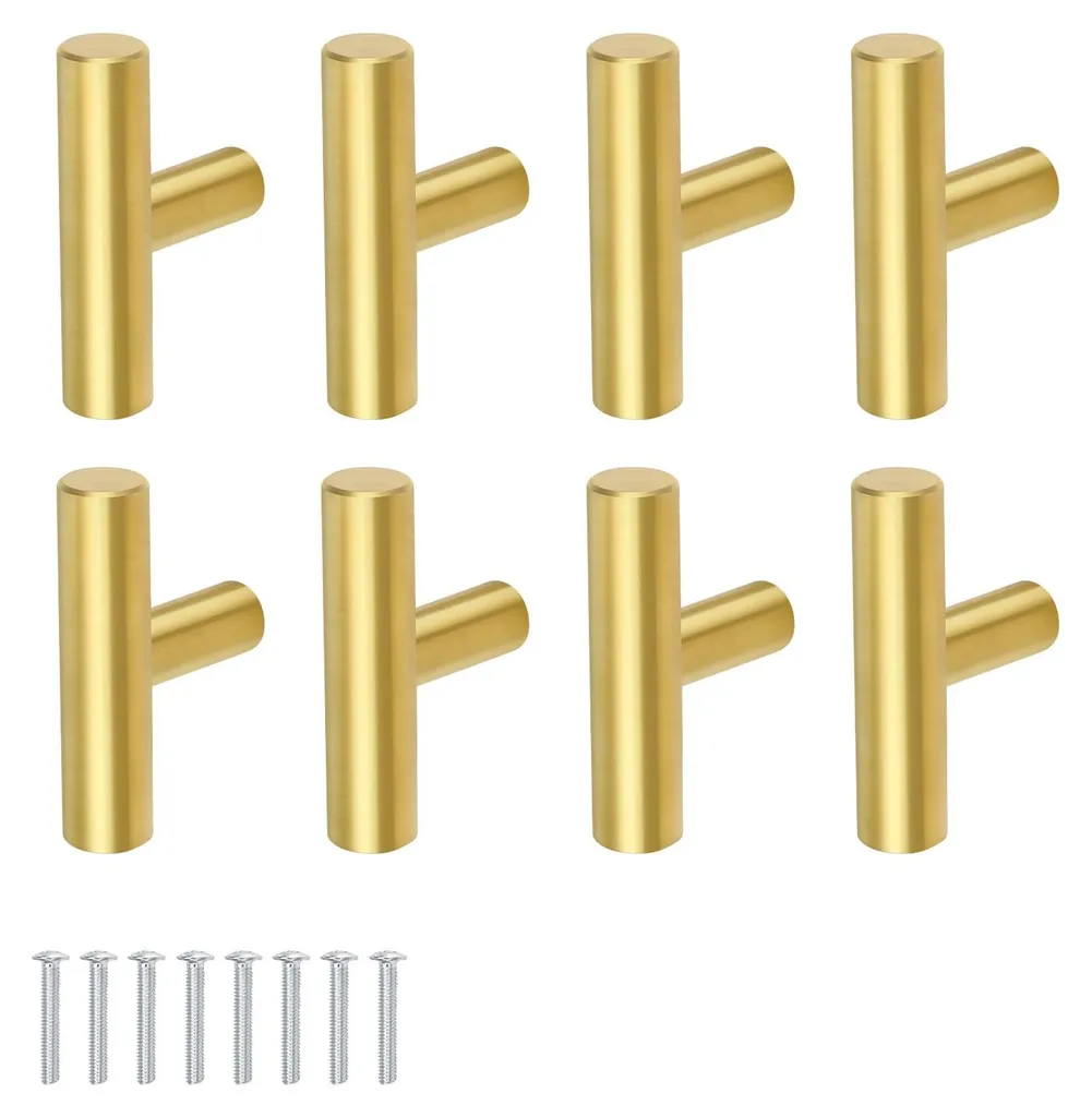 Bouton de meuble doré inox lot de 8 pour rénover tiroirs et placards