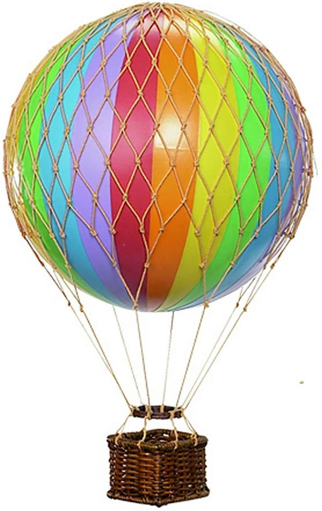Luftfahrtballon Modell am Himmel schwebend Farbe Regenbogen Produktbild 